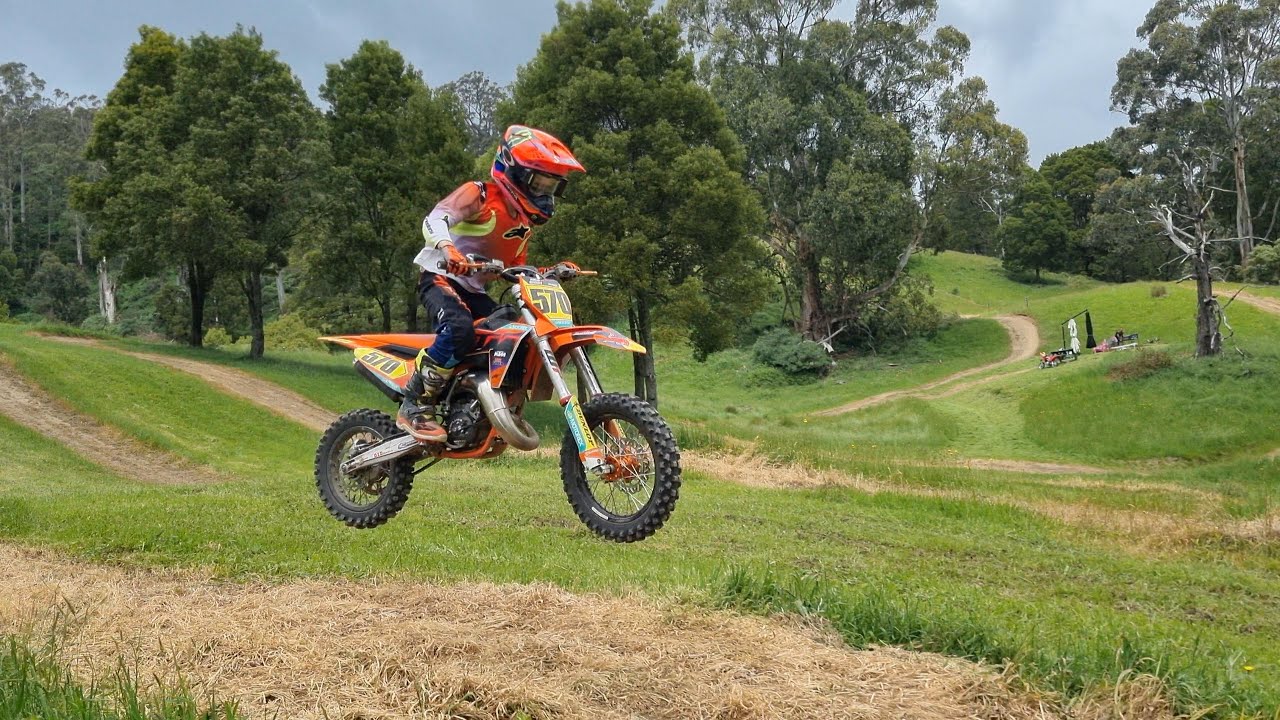 10 y/o Mason on the pipe around the MX track