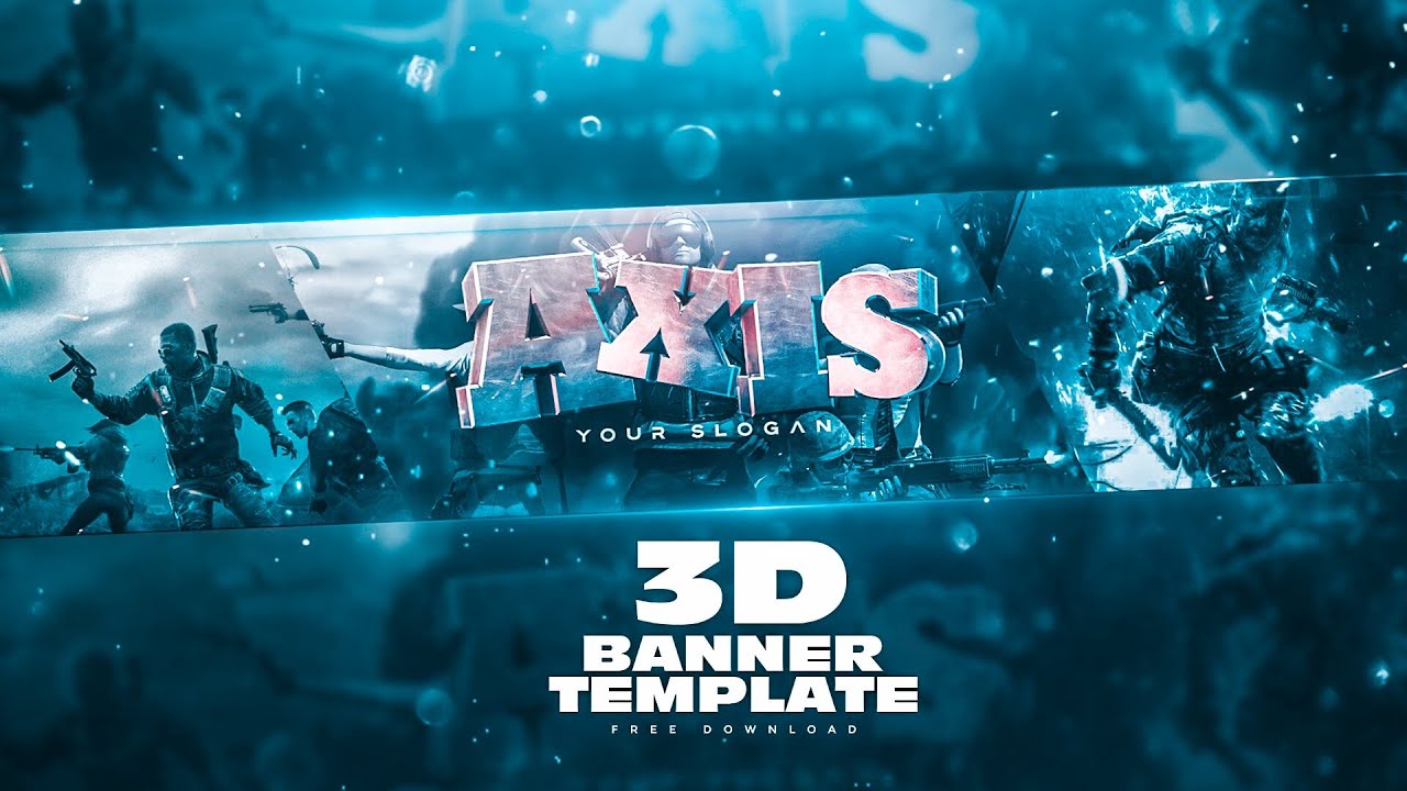 3D Gaming Banner Design Template | Free Channel Art PSD |