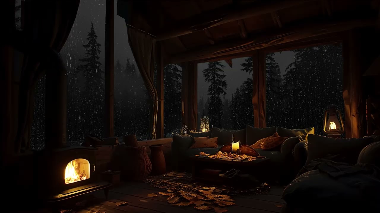 Midnight Downpour Cabin Retreat 🌧️ | Pondside Rain Ambience for Deep Sleep and Study Flow
