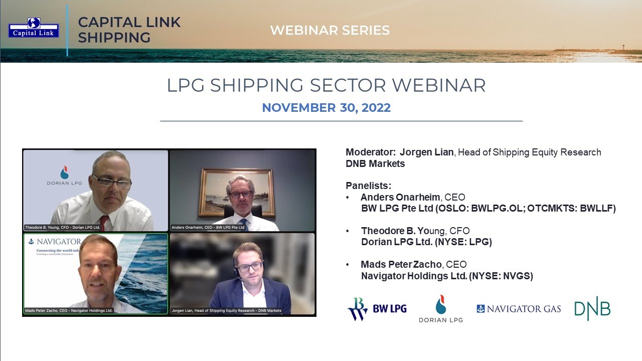 LPG SHIPPING SECTOR WEBINAR - BW LPG, Dorian LPG, Navigator Gas & DNB - November 30, 2022