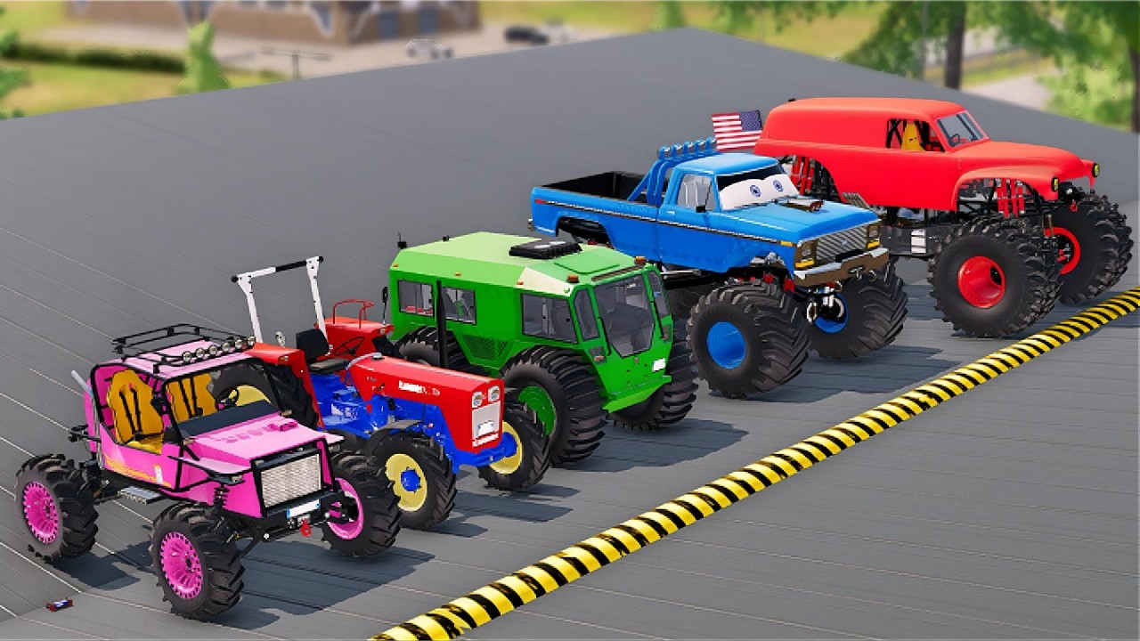 TRANSPORTING COLORFULL OFFROAD VEHICLES and TRACKTOR!   FS 22