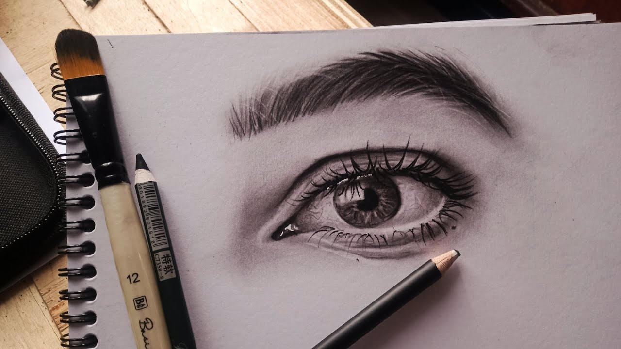 CARA GAMBAR ALIS REALIS | Tutorial how to draw realistic eyebrow (Charcoal)