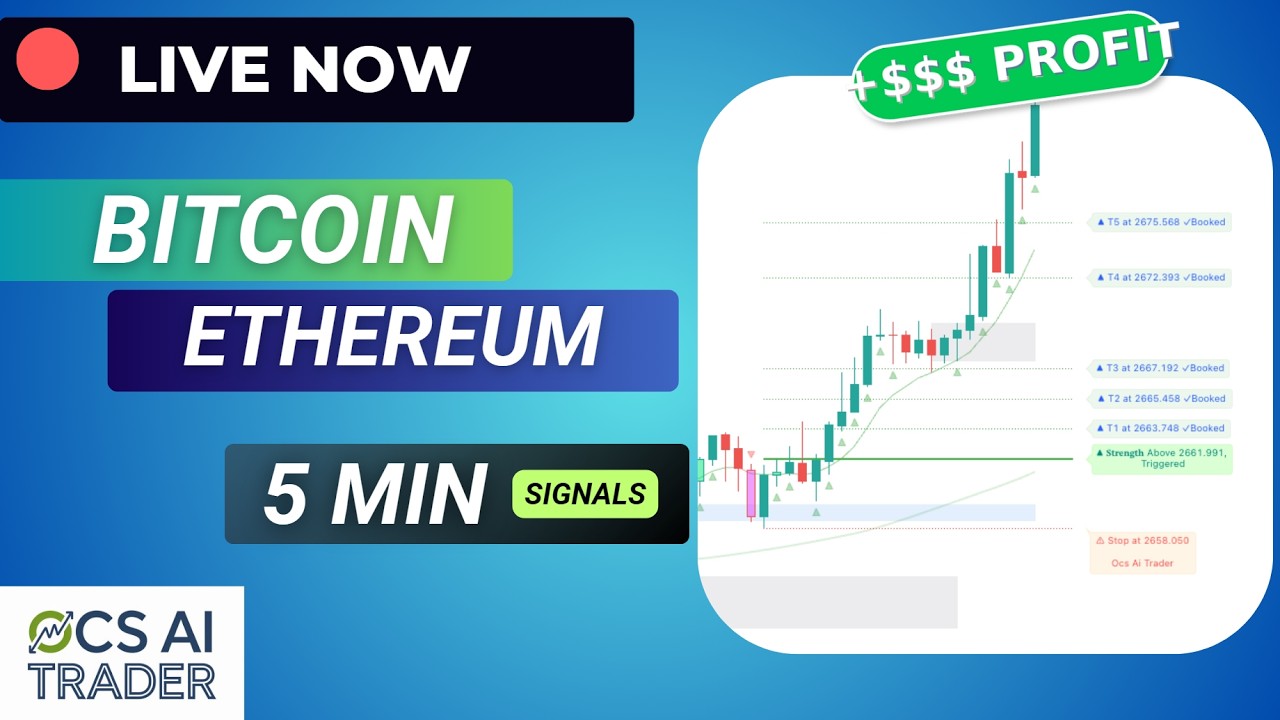 🔴 Bitcoin Live Trading | Ethereum Live Signals | BTC ETH 5 Minute Scalping - OCS AI Trader