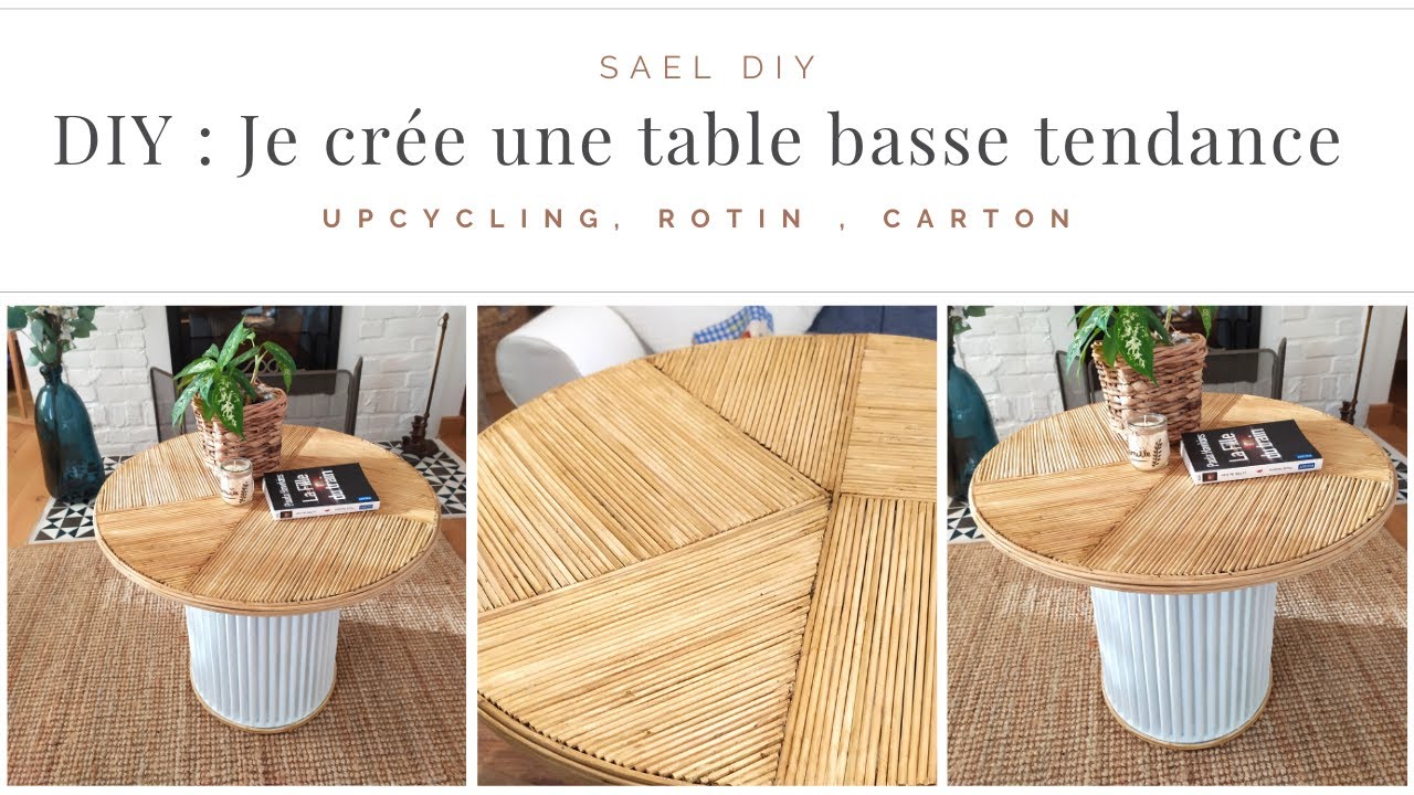(D18) DIY : Comment j'ai réalisé une table basse en rotin ! (Récup, rotin, carton)