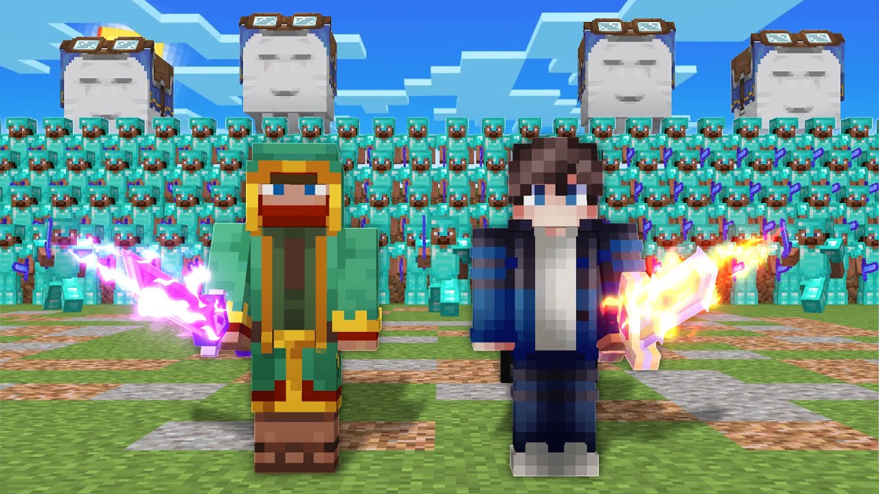 最強のアイテム持つ2人VS100人のハンター！？(マンハント最強True参戦) 【Minecraft】【マイクラ】【Hoplite】