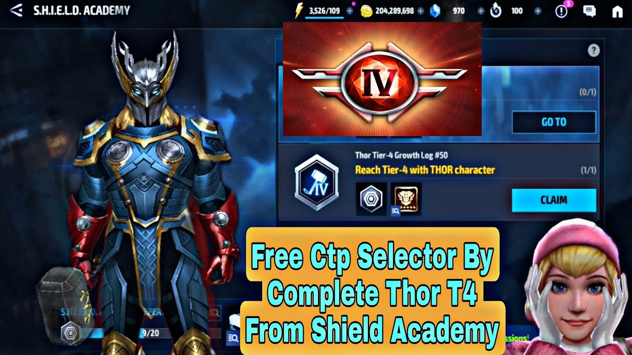 Free Ctp Selector By Complete Thor T4 From Shield Academy - Marvel Future Fight