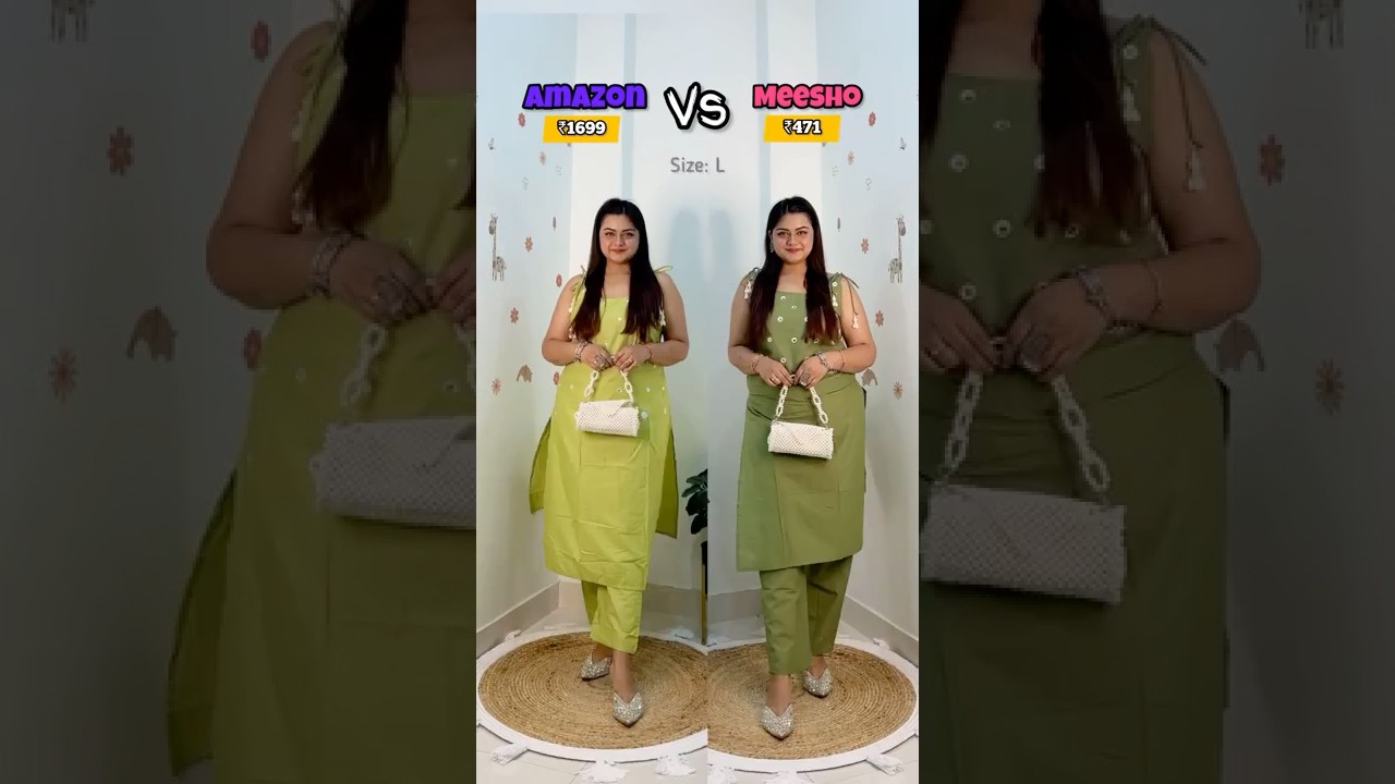 Amazon (₹1699) Vs Meesho (₹472) viral kurti set