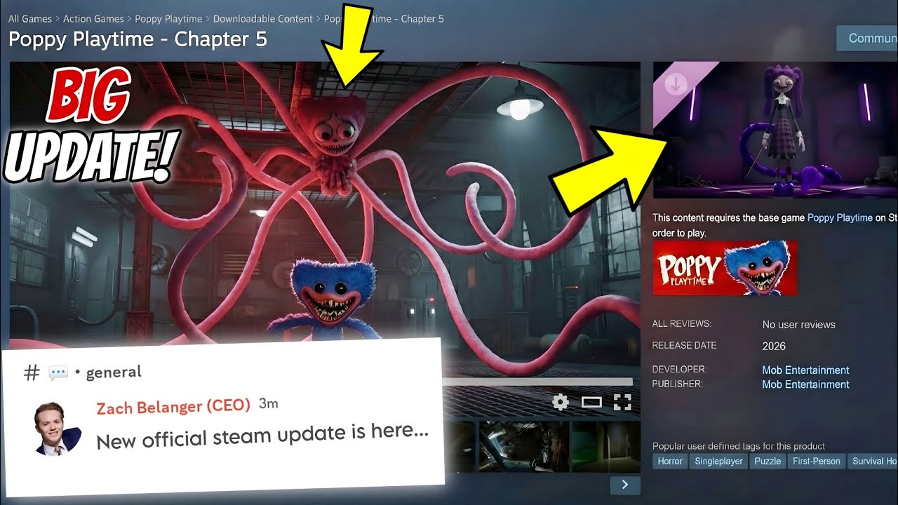 НАКОНЕЦ-ТО ВЫШЛО ОФИЦИАЛЬНОЕ БОЛЬШОЕ ОБНОВЛЕНИЕ POPPY PLAYTIME CHAPTER 5 В STEAM 🤩 - ОГРОМНЫЕ ОБН...