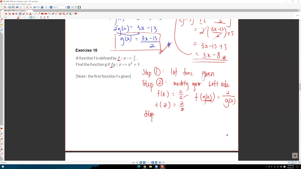 Add Math Chapter 1 find original function given a Composite function
