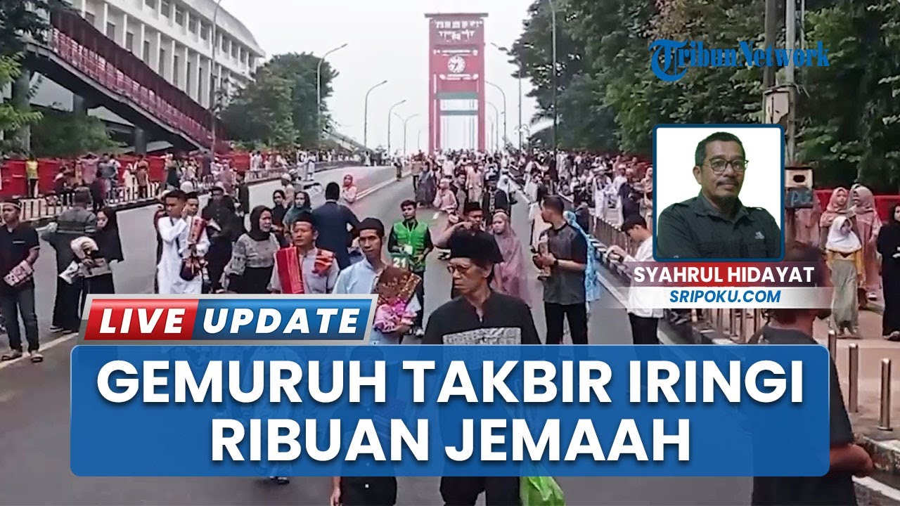 Idul Fitri di Masjid Agung Palembang, Gemuruh Takbir Berkumandang Iringi Langkah Puluhan Ribu Jemaah