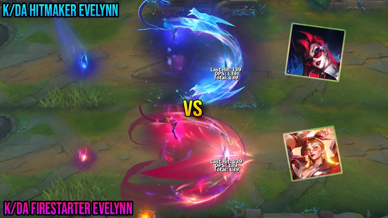 K/DA Hitmaker Evelynn vs K/DA FIRESTARTER Evelynn - Skin Comparison - League of Legends