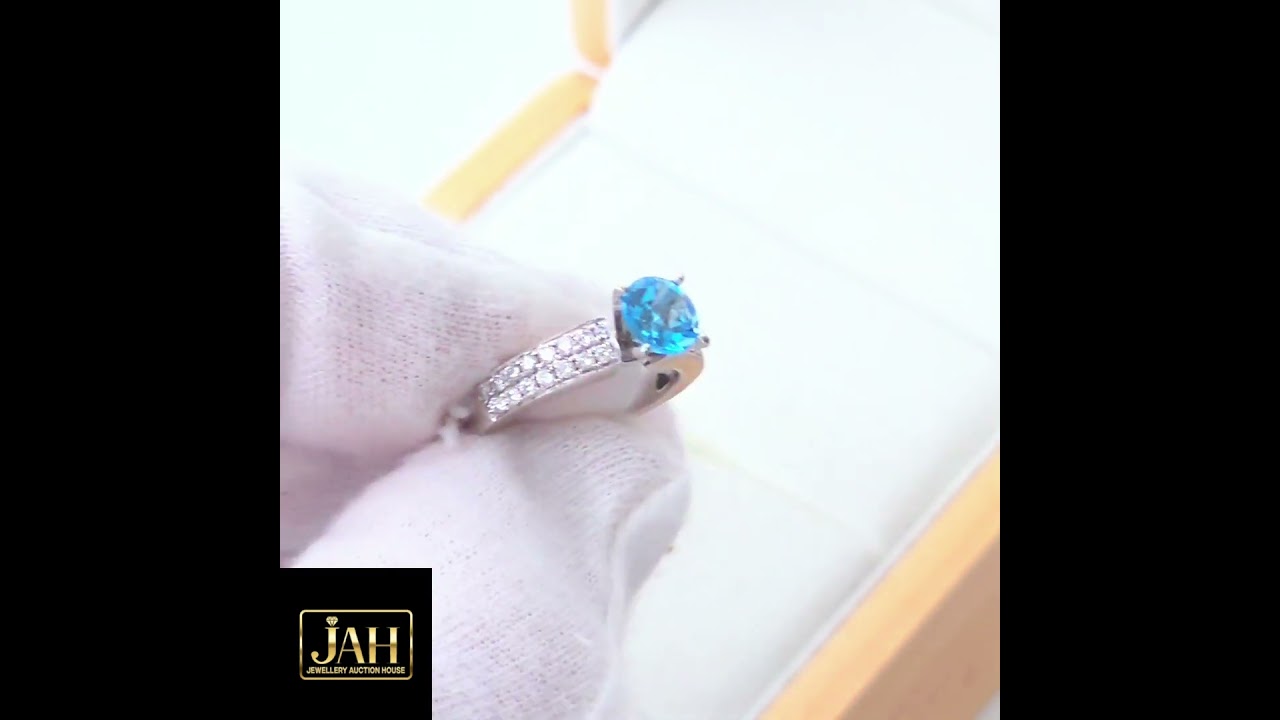 10   {Valued @ $6,100}18ct White Gold Topaz and Diamond Ring 2
