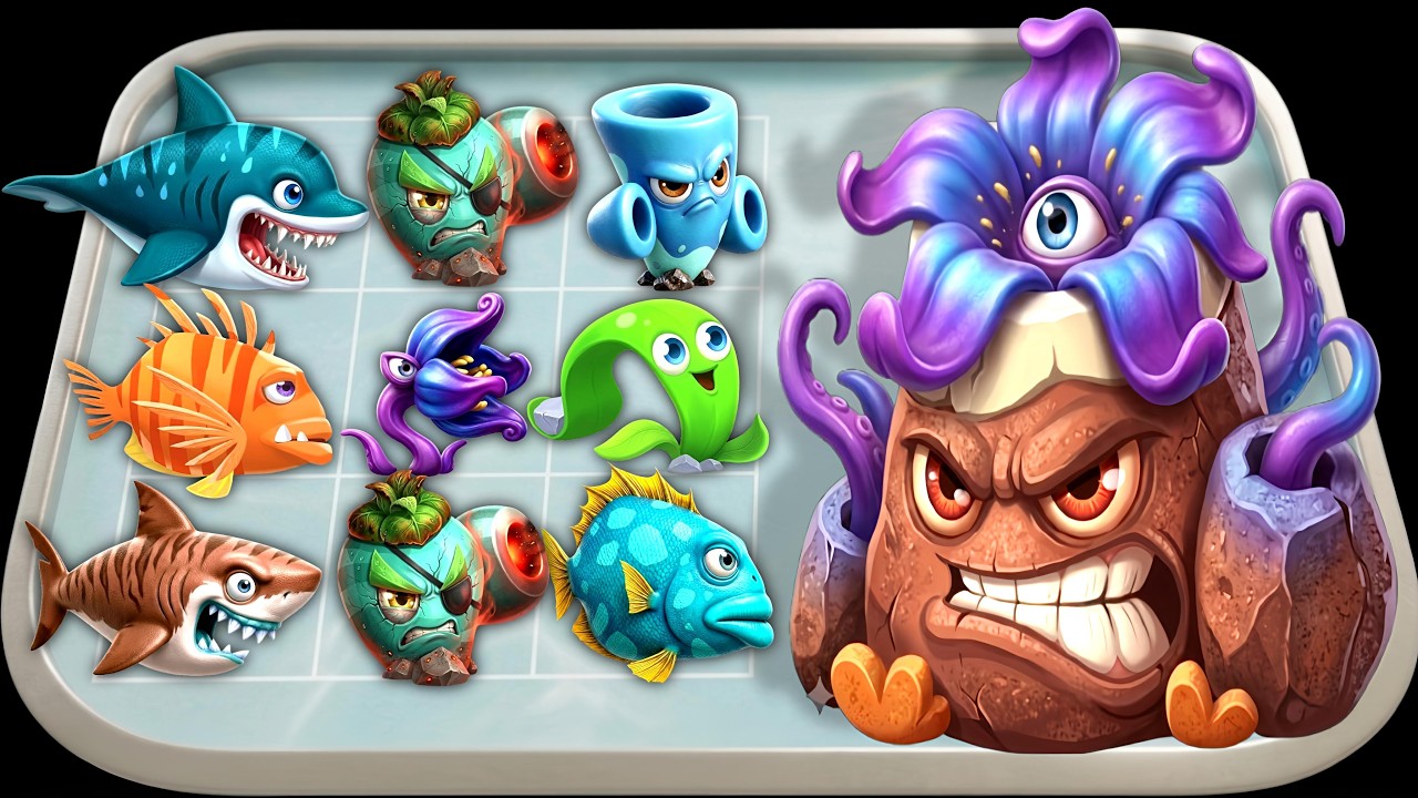 Merge Plants Vs Fish Master &mdash; Битва морских монстров, Армия рыб против воинов-растений, Максималь...