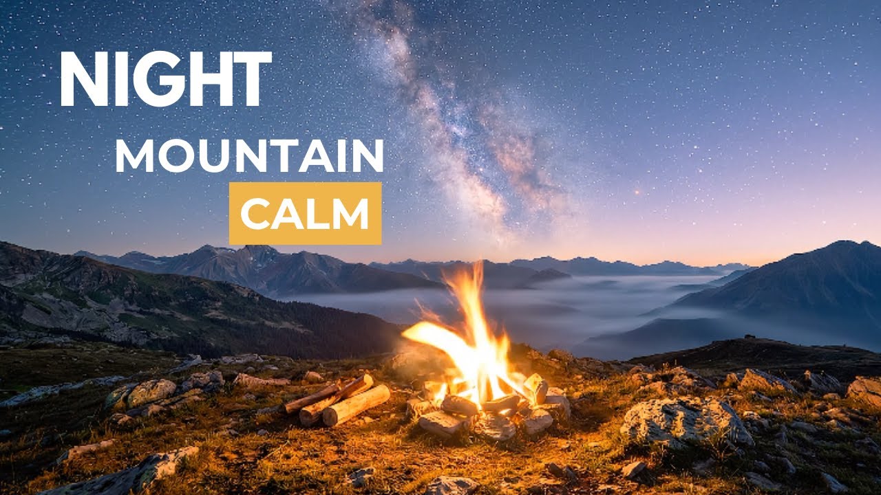 Mountain Campfire Under a Starry Sky 🌌 | 4 Hours Relaxing Fire Sounds for Deep Sleep & Stress Relief