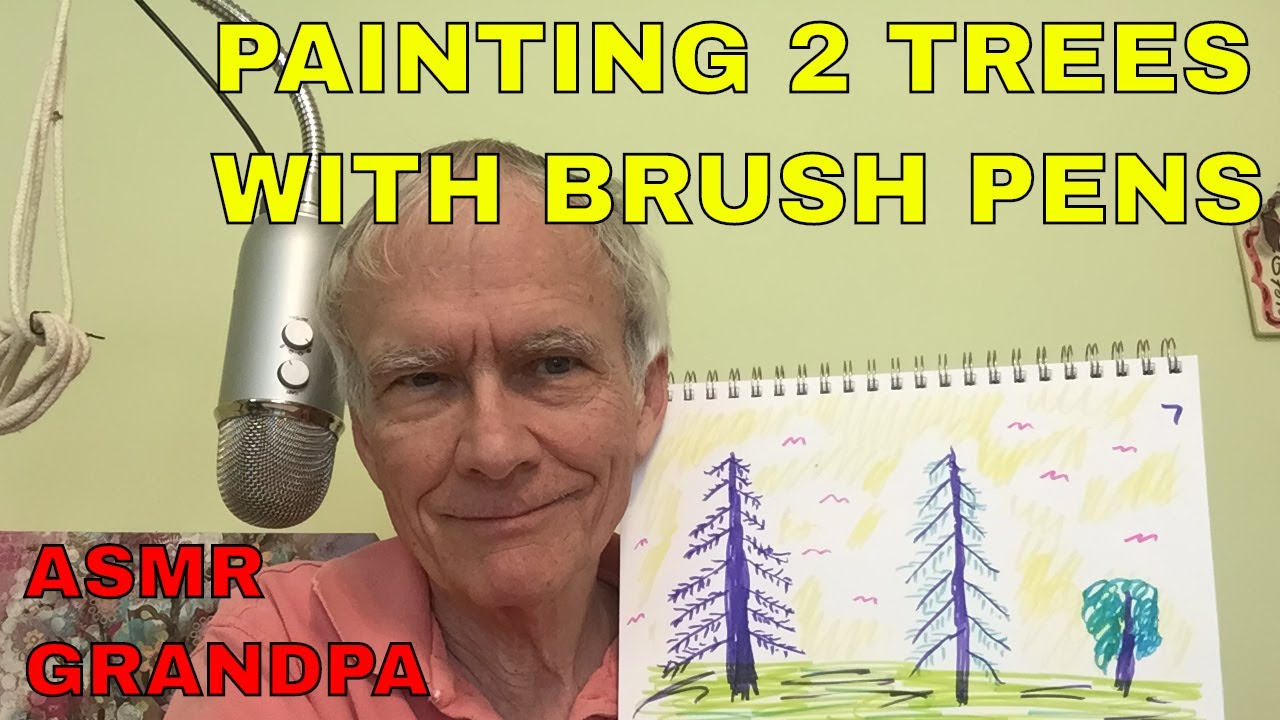 ME PAINTING TWO TREES  WITH BRUSH PENS [ASMR]