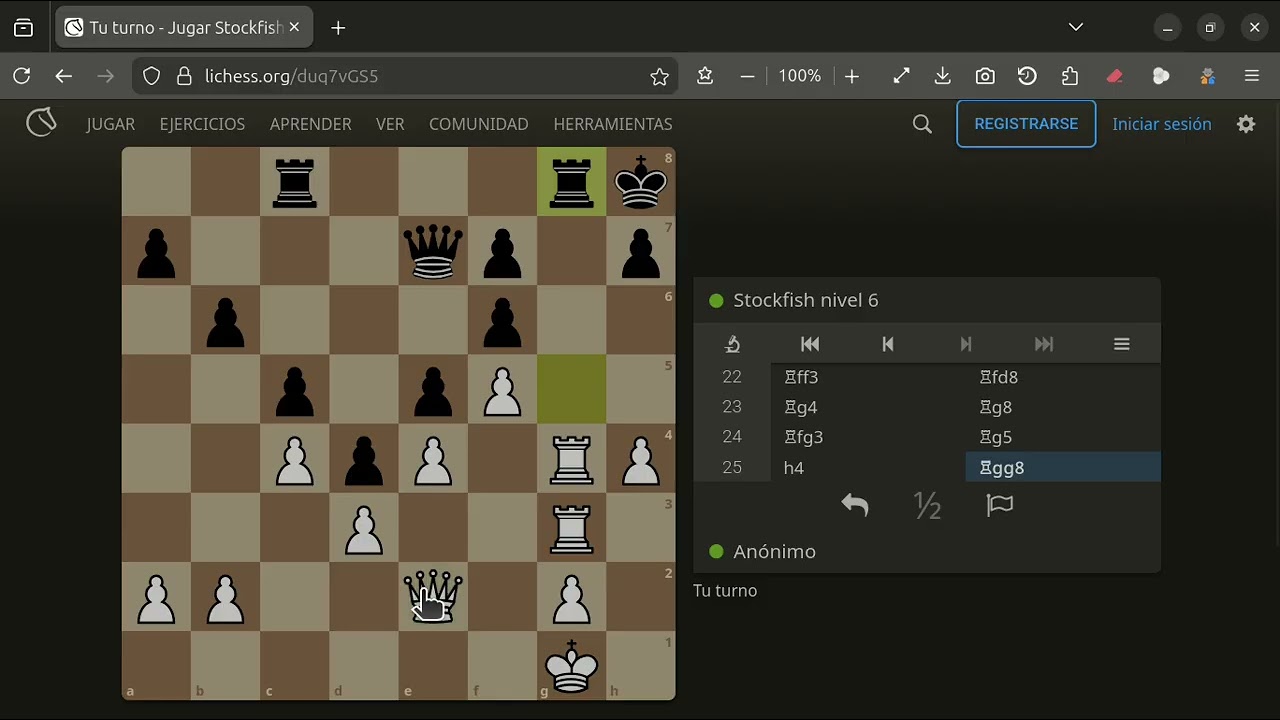 LICHESS AJEDREZ !!! NIVEL 6 TABLAS