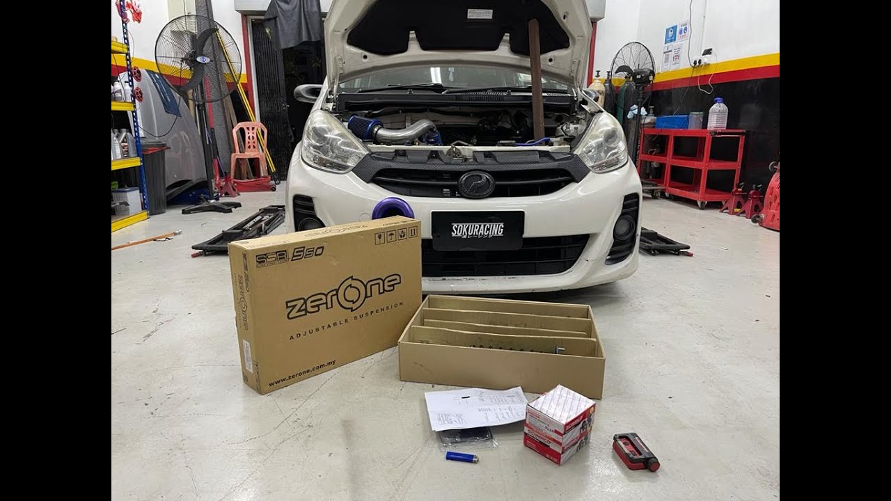 Installation of ZERONE SSR550 adjustable coil-overs | 2013 Perodua Myvi