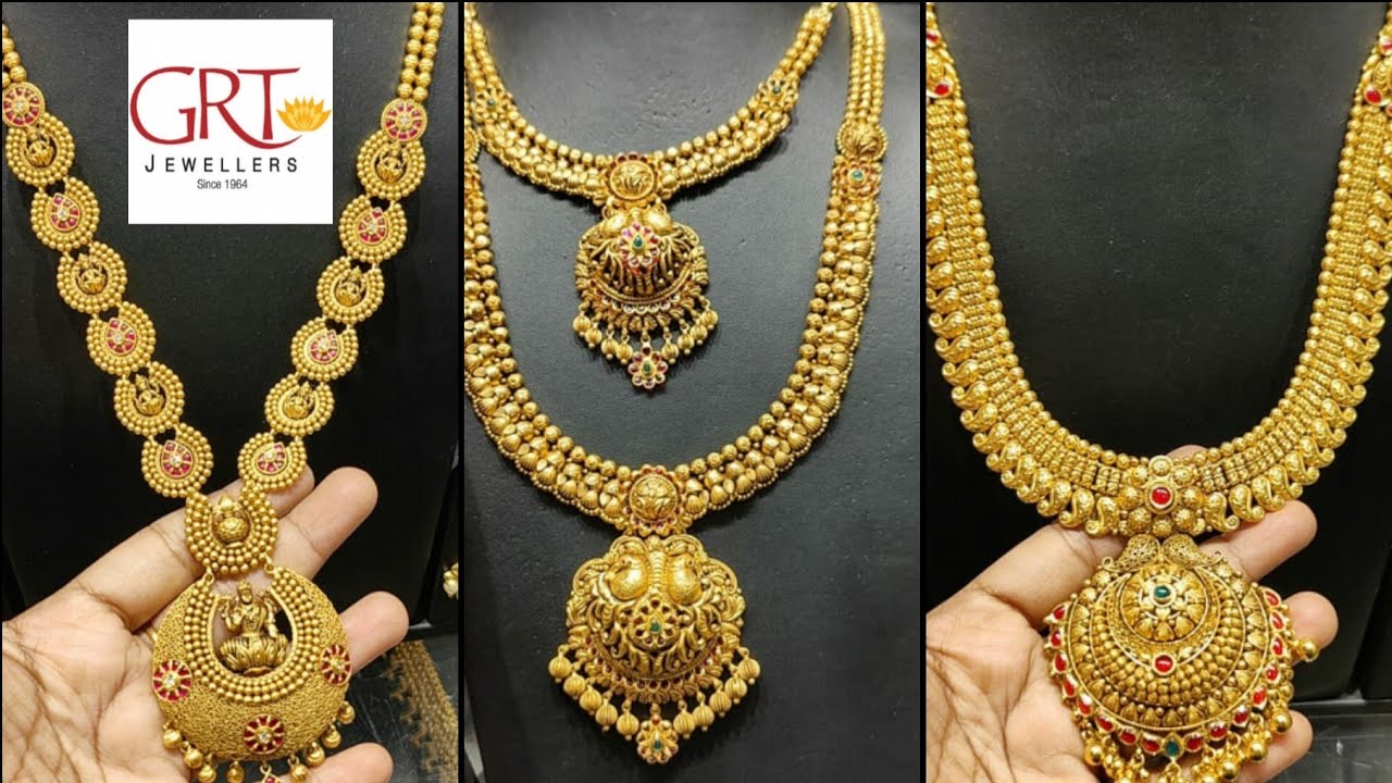 GRT Diwali Antique Gold Jewellery Collections with Price GRT Haram Necklace Collections