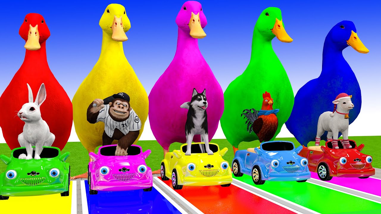 Long Slide Game With Cow Elephant Gorilla Hippopotamus Tiger 3d Animal Game Funny 3d Animals