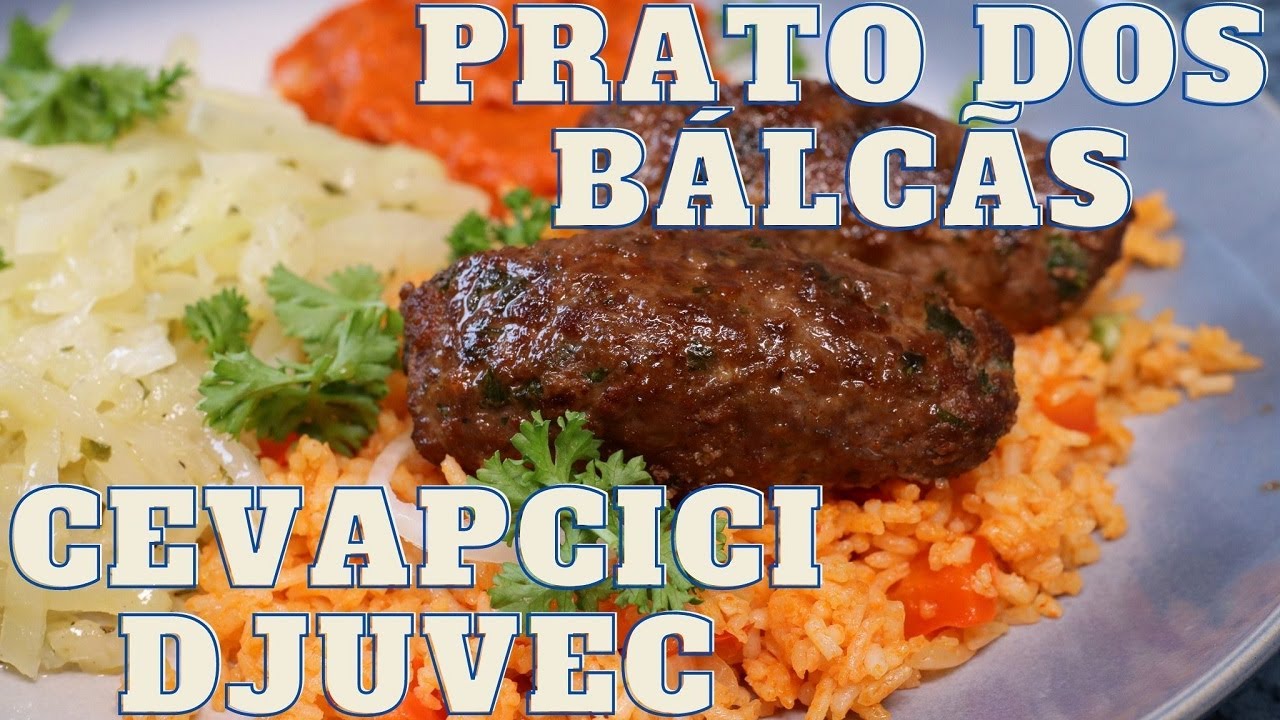 Traditional Djuvec paprika rice with Cevapcici and Ajvar