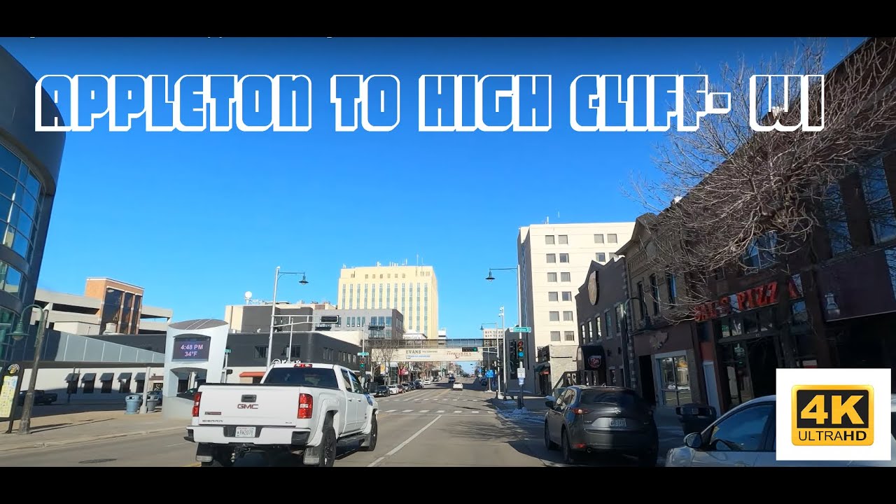 Entire Drive from Downtown Appleton (Outagamie) to High Cliff State Park Wisconsin POV HD 4k Dashcam