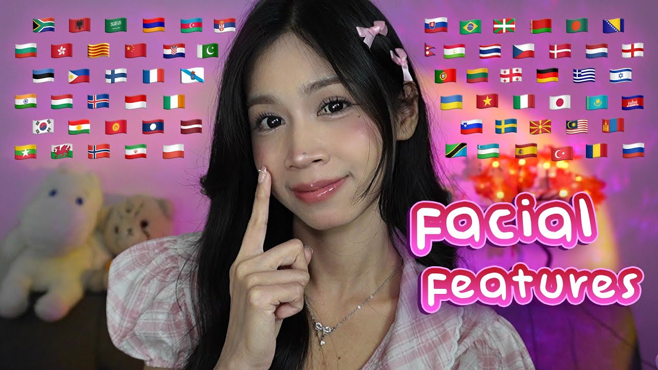 ASMR Facial Features in 70 Different Languages 👀👃🏻👄 Whispering, Learning, Touching Face
