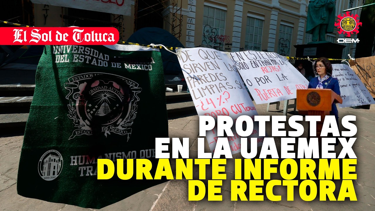 PROTESTAN ESTUDIANTES Y TRABAJADORES DURANTE PRIMER INFORME DE LA RECTORA DE LA UAEMEX #noticias