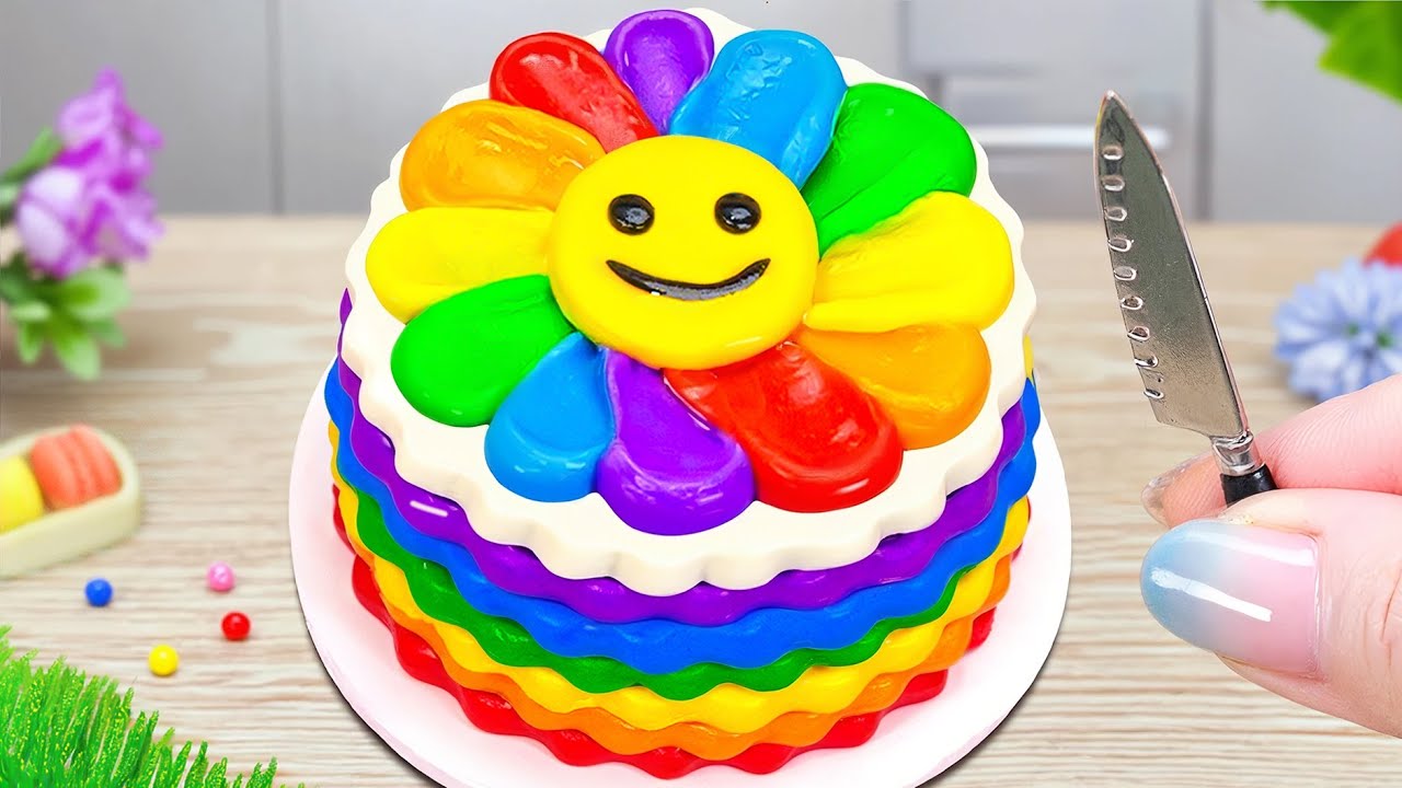 Stunning Smile Rainbow Buttercream Cake 🌞 Tasty Miniature Rainbow Cake Recipes 🍰 Mini Sweet Taste