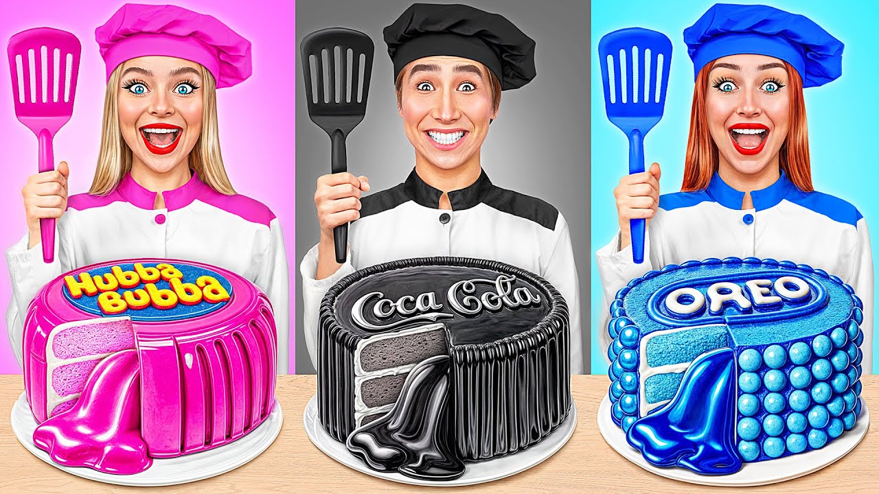 Розовая VS Черная VS Синяя Еда Кулинарный Челлендж | Смешные Моменты от Multi DO Smile