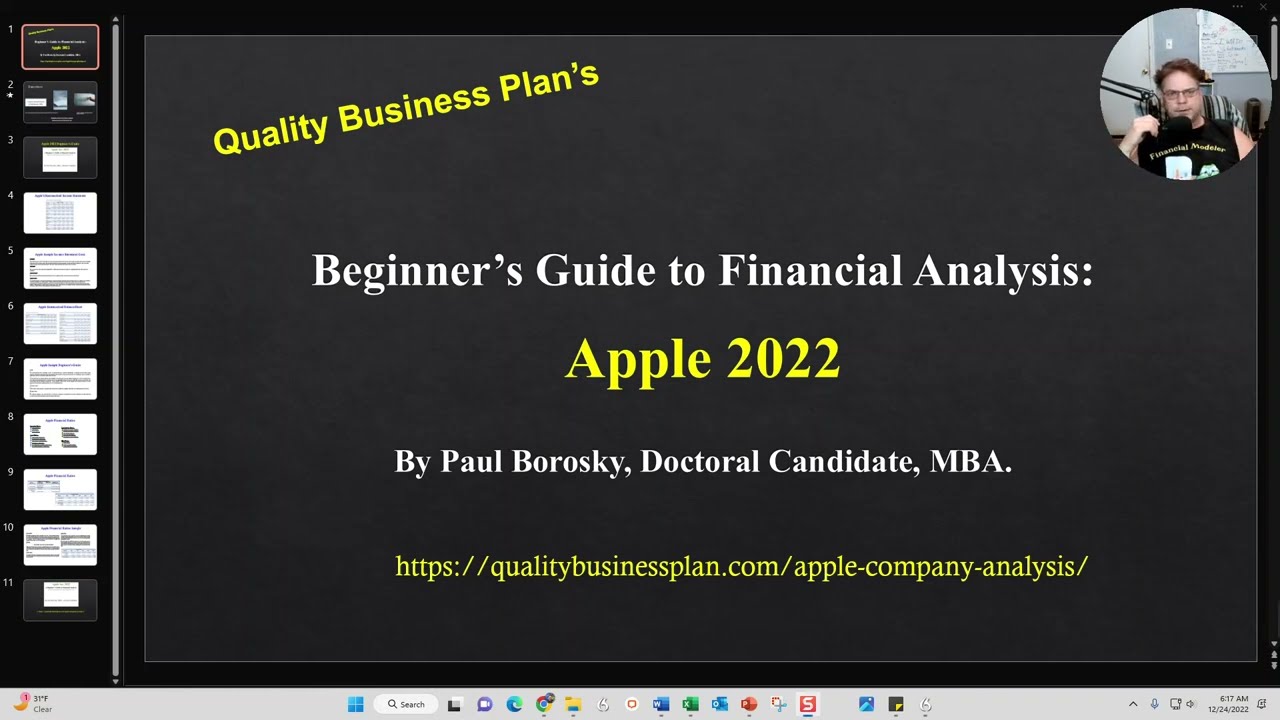 Apple 2022 Beginner&rsquo;s Guide to Financial Analysis and Financial Ratios by Paul Borosky, MBA.