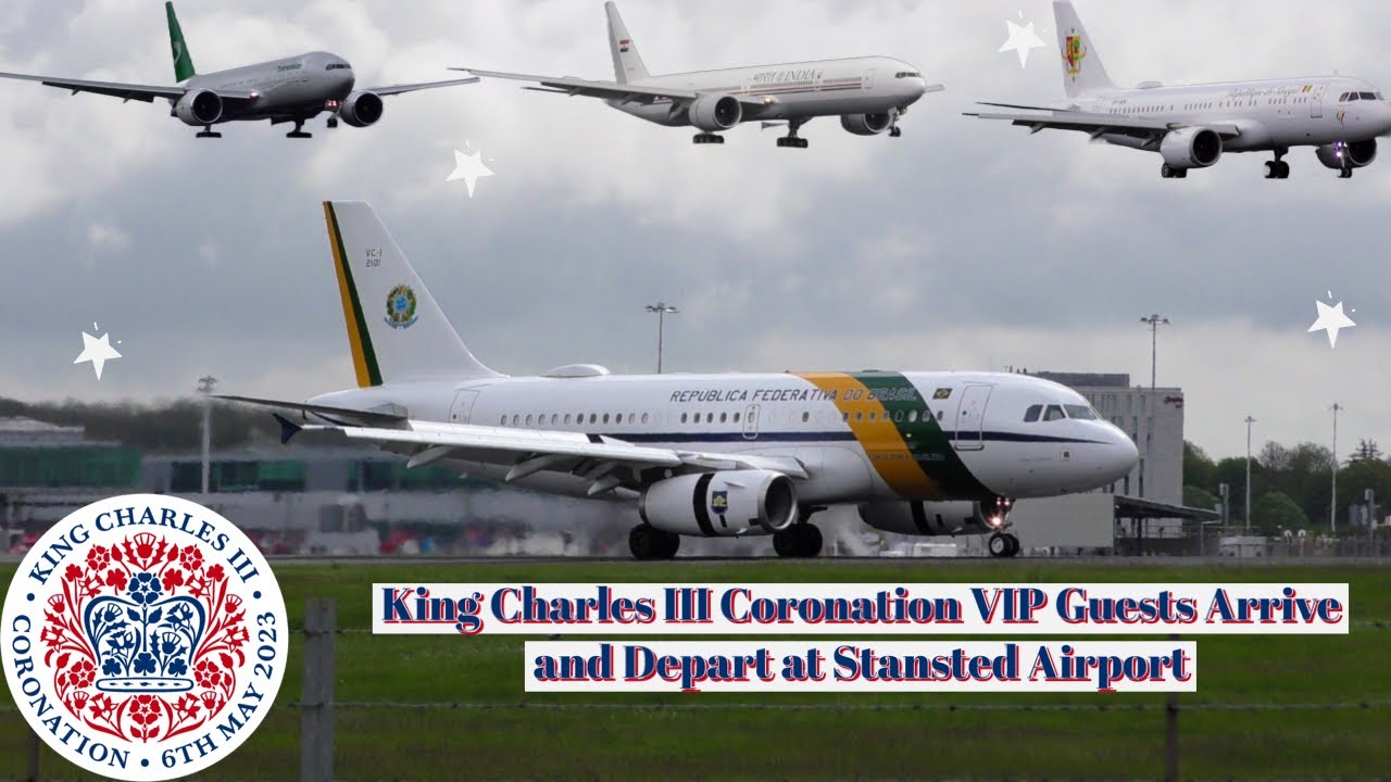 King Charles III Coronation VIP Guests Arrive and Depart at Stansted Airport