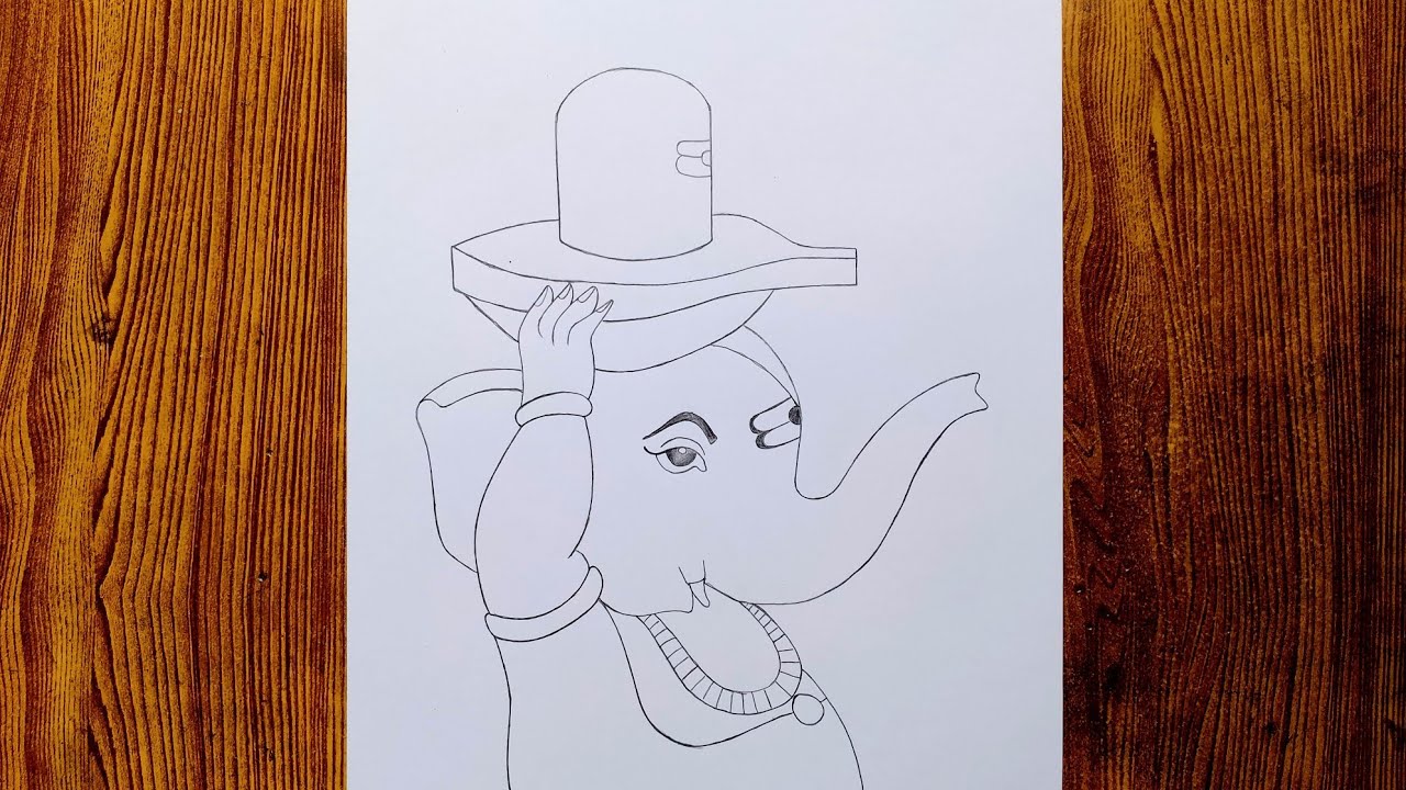 Ganesh Ji Drawing with Shivling 😍 | Easy Ganesha Drawing for Beginners | Step by Step