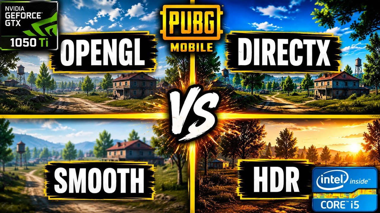 PUBG Mobile - OpenGL+ vs DirectX+ | i5 4th Gen + GTX 1050 Ti | Smooth vs HDR | Gameloop 3.8 update