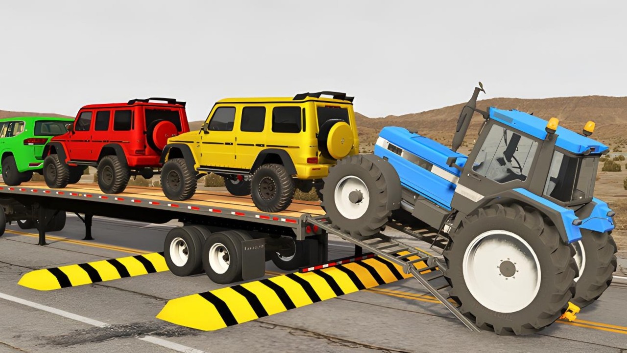 Flatbed Truck Mcqueen | Transportation with Truck - Pothole vs Car #09 - BeamNG.Drive