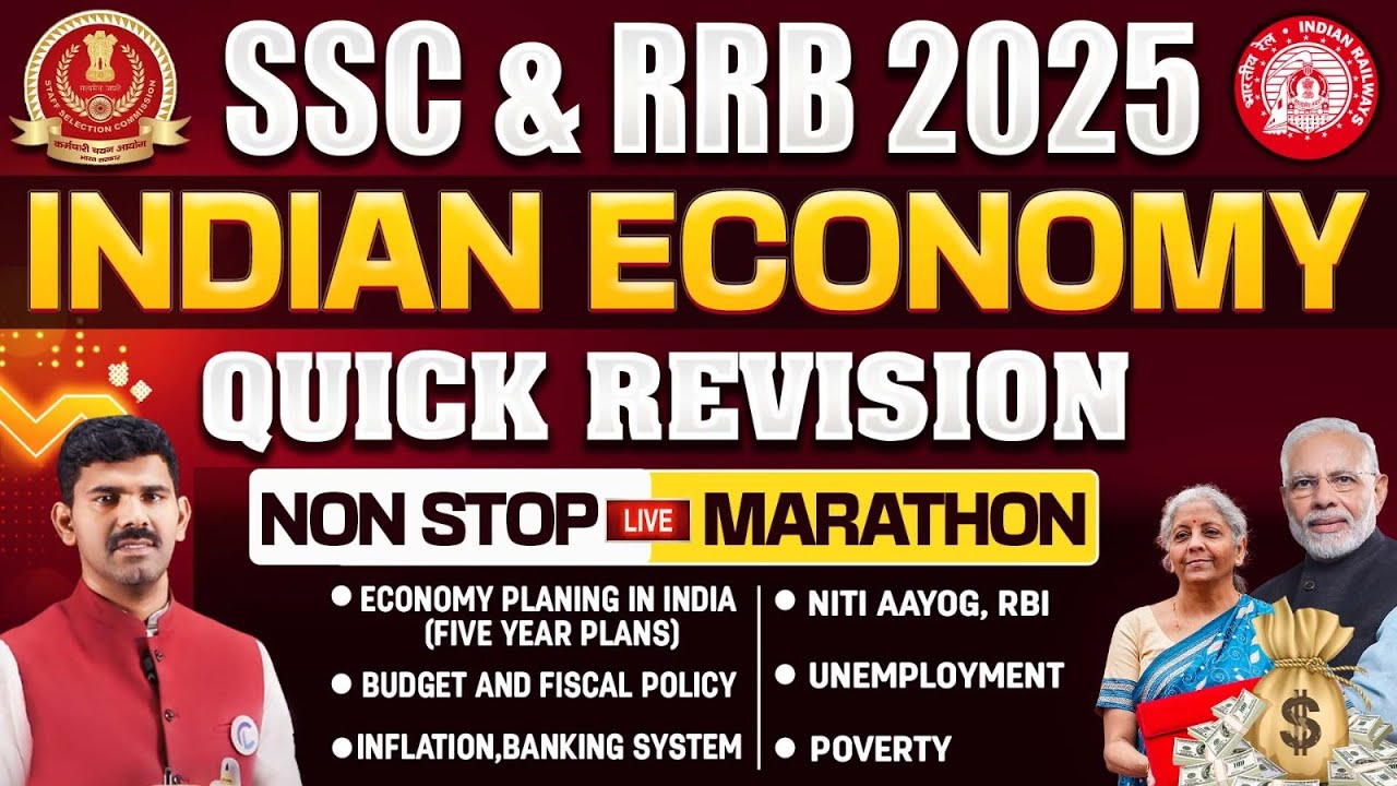 🚨 LIVE Indian Economy Marathon for SSC, RRB 2025 | General Awareness Quick Revision + Top PYQs