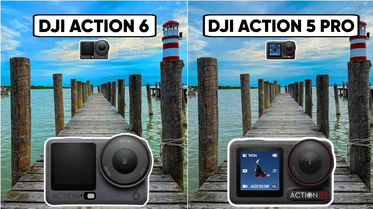 Сравнение тестов камеры Dji Action 6 и Dji Action 5 Pro