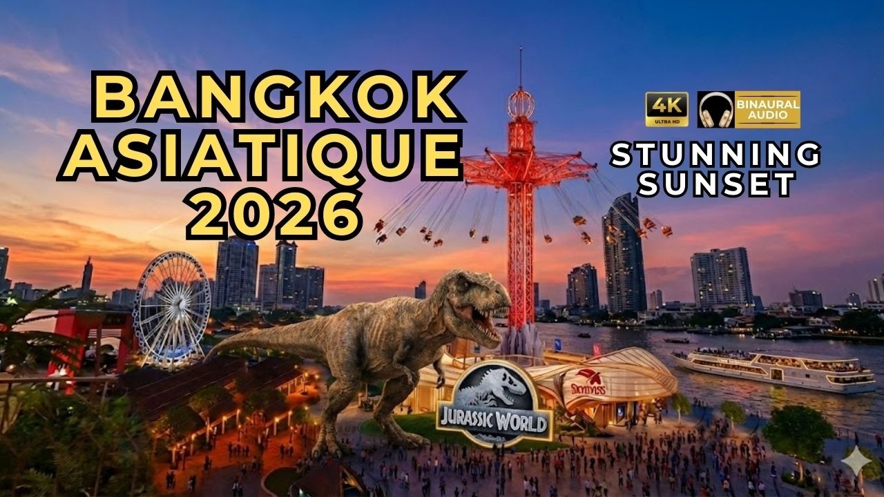 [4K & Ambient Sounds] Bangkok Walking Tour 2026: Stunning Sunset & New Attractions at Asiatique