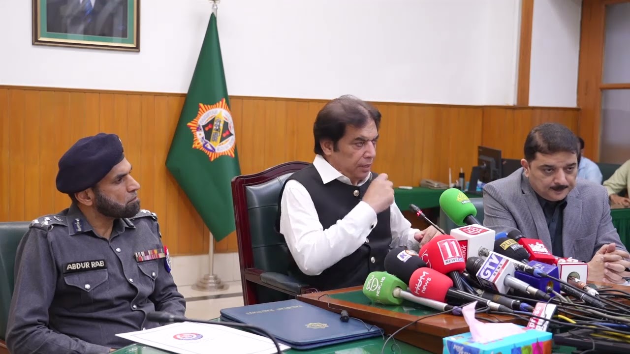 Federal Minister for Railways Muhammad Hanif Abbasi address press conference at Headquarters lhr