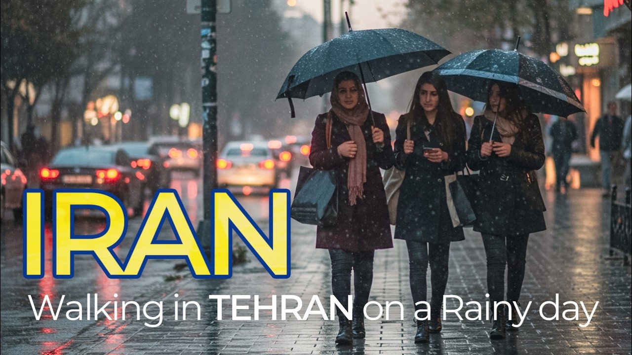 Rainy Day Walk in the Heart of Tehran, IRAN | Sounds & Atmosphere