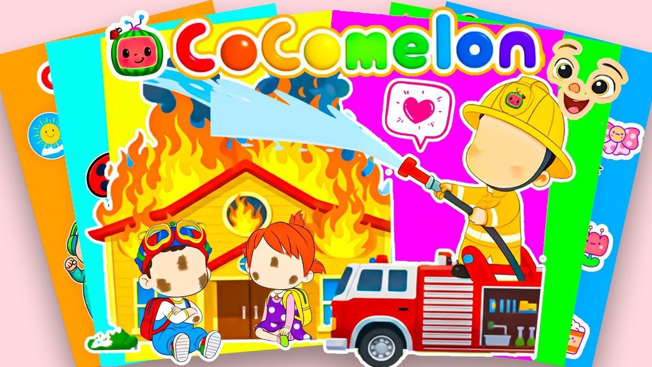 【Paper DIY】 Decorate Sticker Book with Firefighter JJ Saving Cocomelon School And Friends!