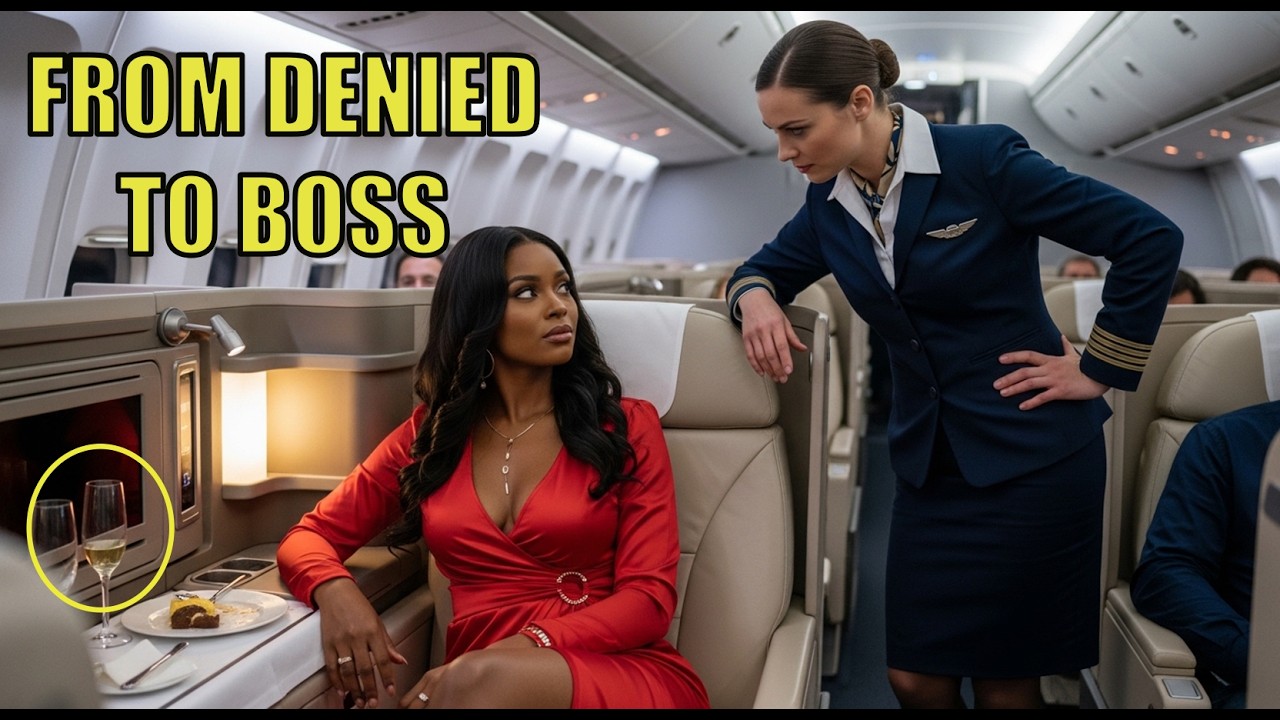 BLACK WOMAN DENIED FIRST-CLASS CHAMPAGNE — STAFF FREEZE WHEN SHE SIGNS THEIR PAYCHECKS