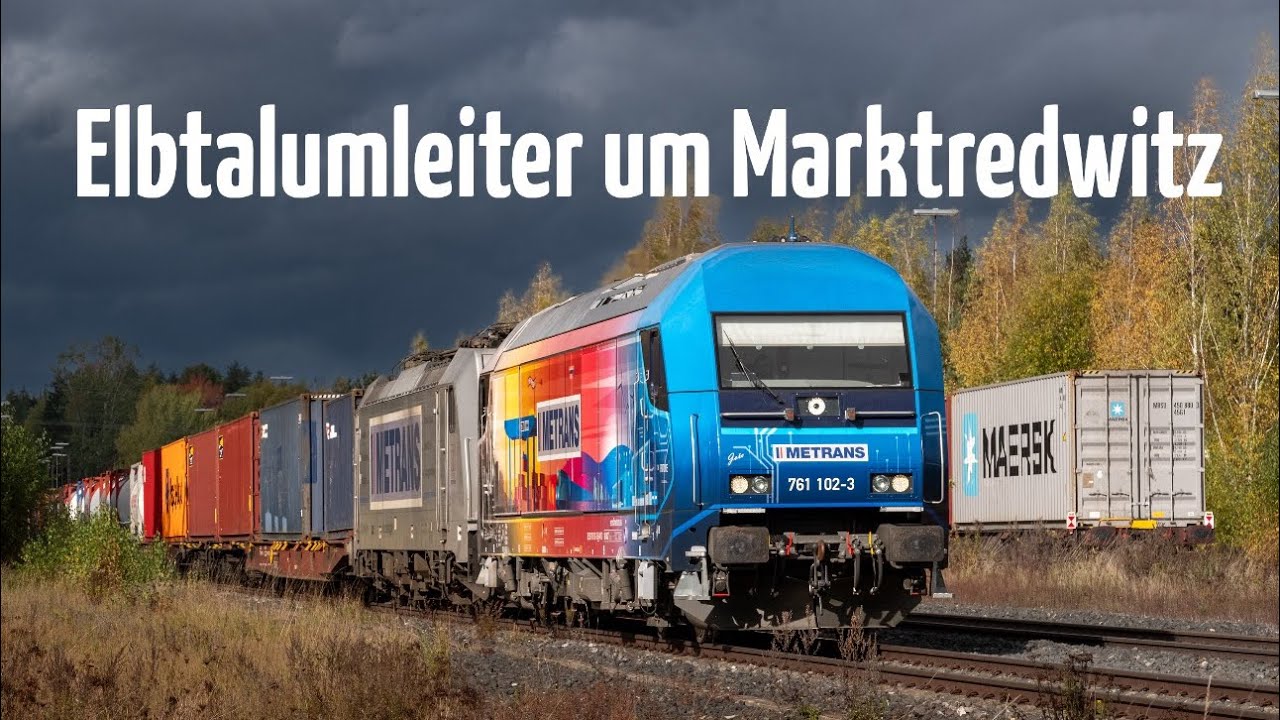 Elbtalumleiter: Güterzüge mit Dieselvorspann (ER20 Herkules) um Marktredwitz