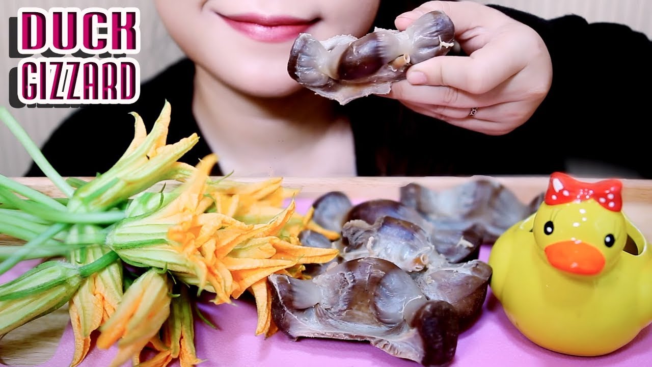 ASMR DUCK gizzard and Gourd flower , Satisfying eating sounds| LINH-ASMR