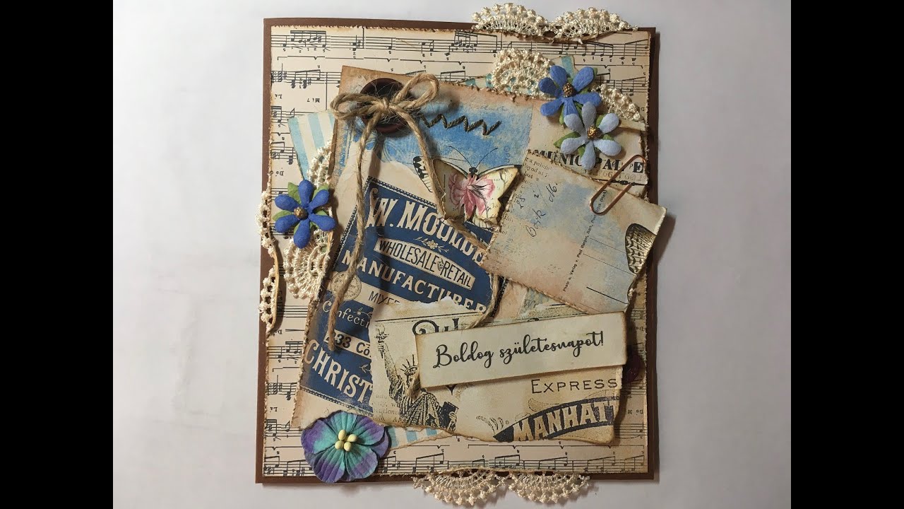 Handmade birthday card in vintage style tutorial Part 2