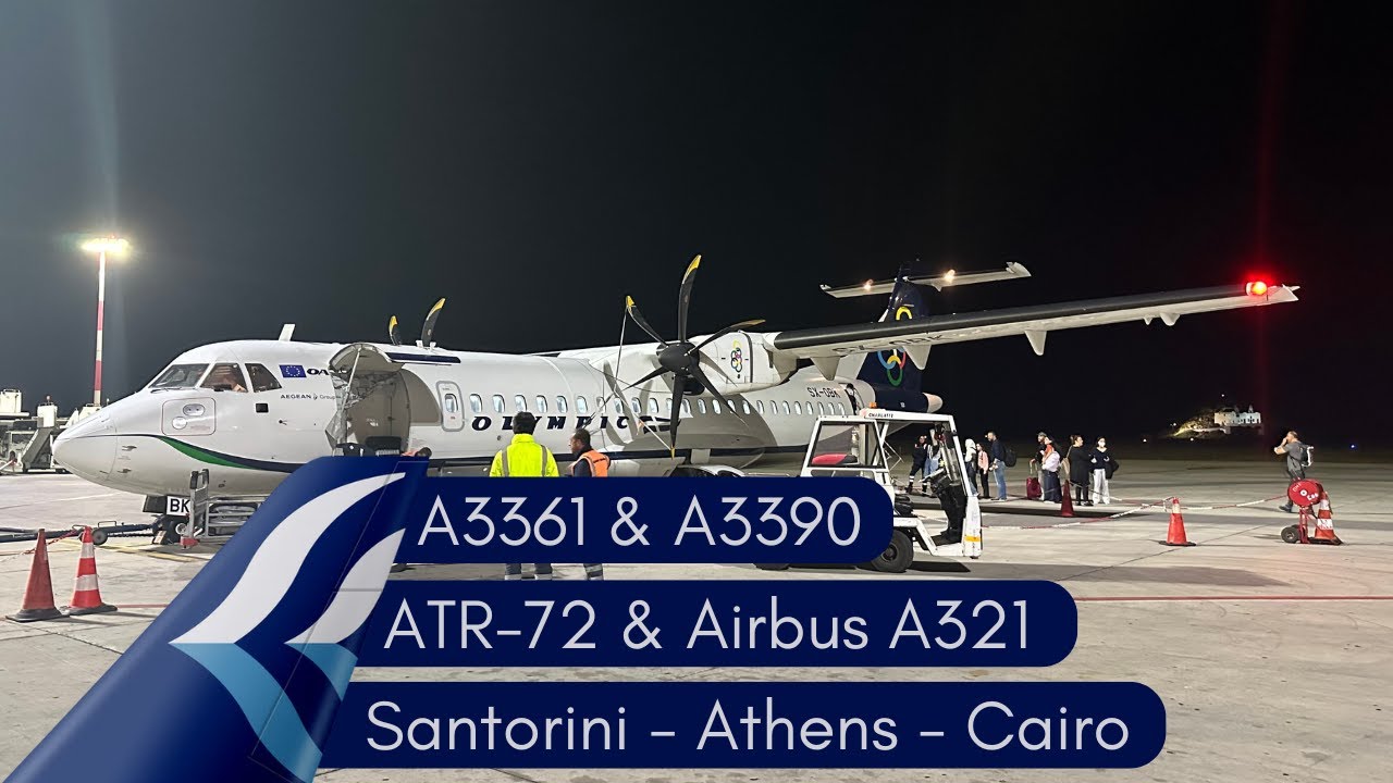 Aegean Airlines DOUBLE Economy Class Review: A3361 & A3390 Santorini to Cairo via Athens