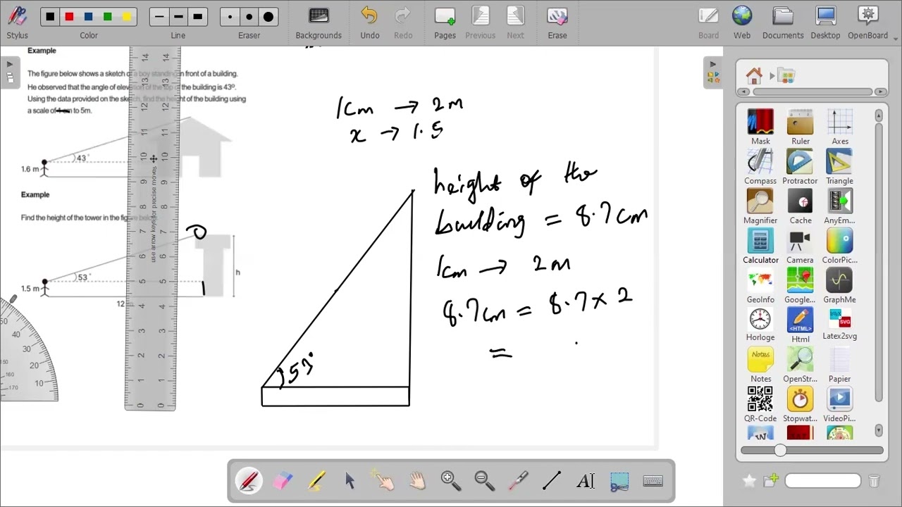 Angles of Elevation and Depression - Calculating Heights and Distances Using Scale Drawing JSS 2