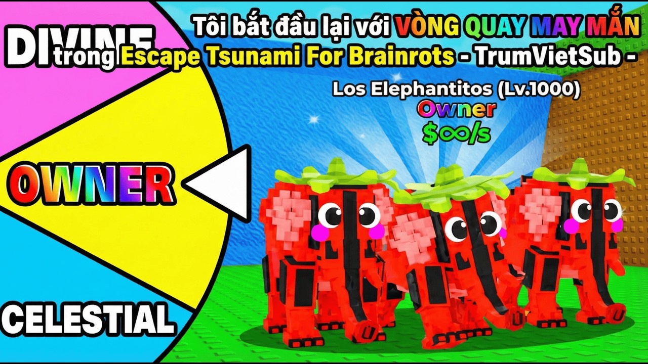 TÔI bắt đầu lại với VÒNG QUAY MAY MẮN trong Escape Tsunami For Brainrots - TrumVietSub -