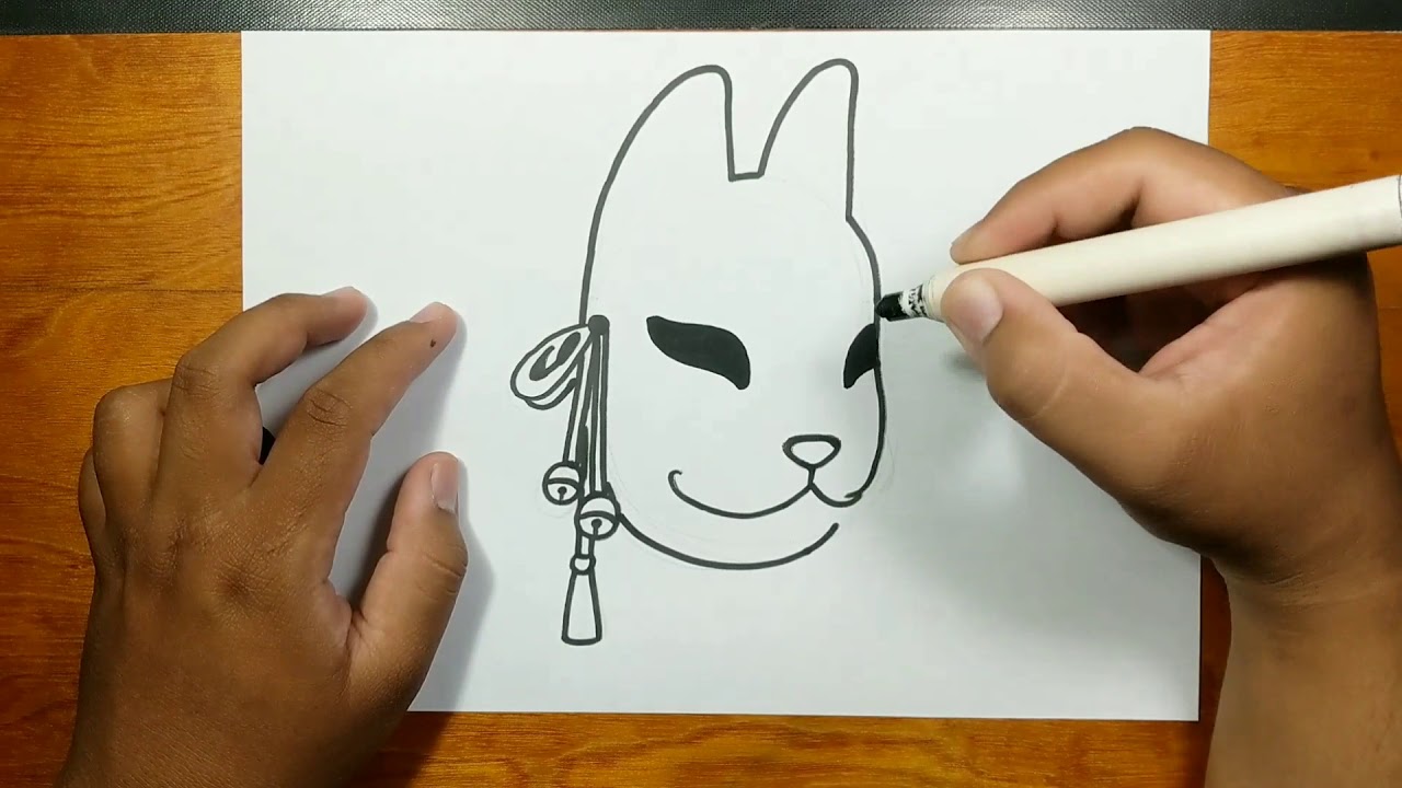 How to drawing KITSUNE MASK and colouring