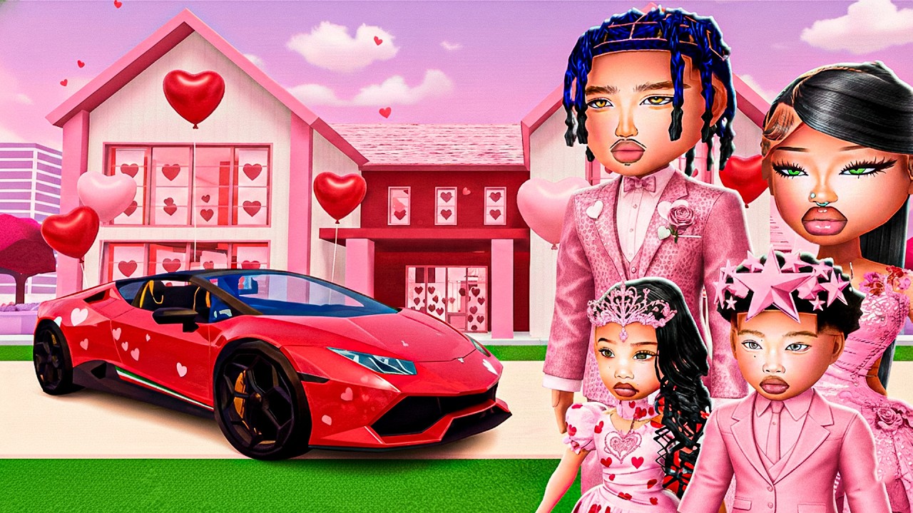 LIVING in ONE COLOR in REALISTIC BERRY AVENUE! (Valentine’s Day Movie)