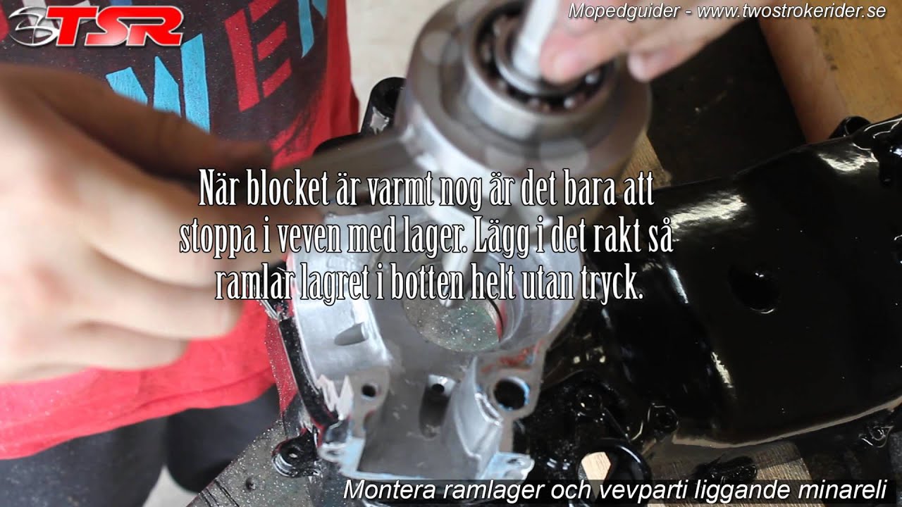 Rexxy monterar ramlager och vevparti på liggande minarelli.